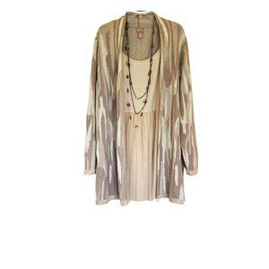Chico's Open Front Cardigan Sweater Jacket Duster Topper Neutral Chico's Size XL